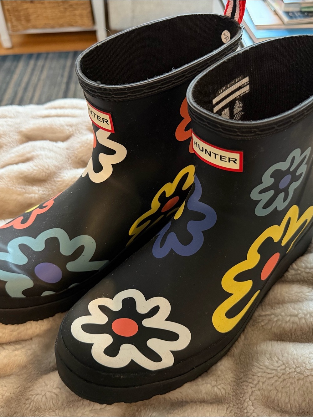 Hunter Black Floral Rain Boots